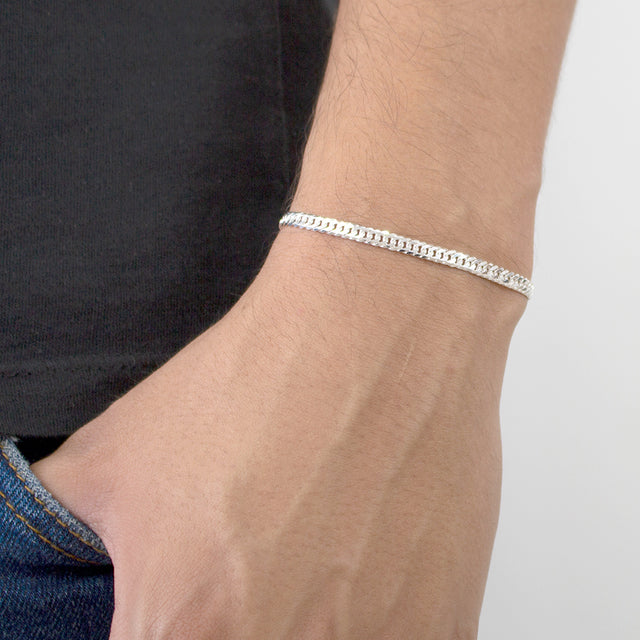 Pulseira Groumet Dupla Prata em 925