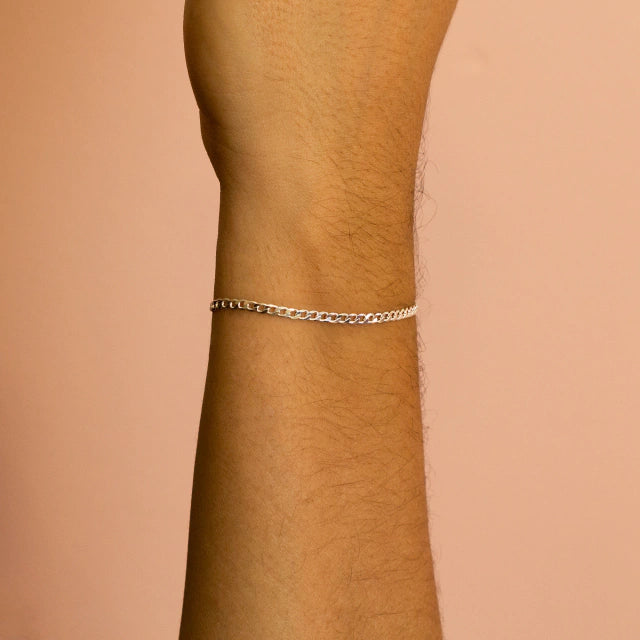 Pulseira Groumet 3 mm Prata 925