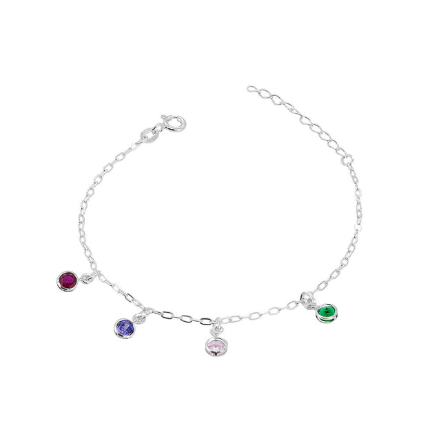 Pulseira Com Zircônias Coloridas em Prata 925