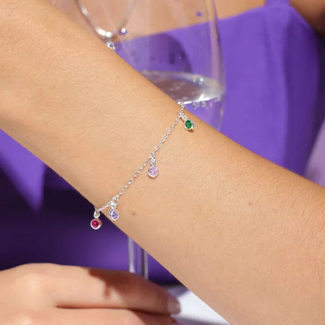 Pulseira Com Zircônias Coloridas em Prata 925