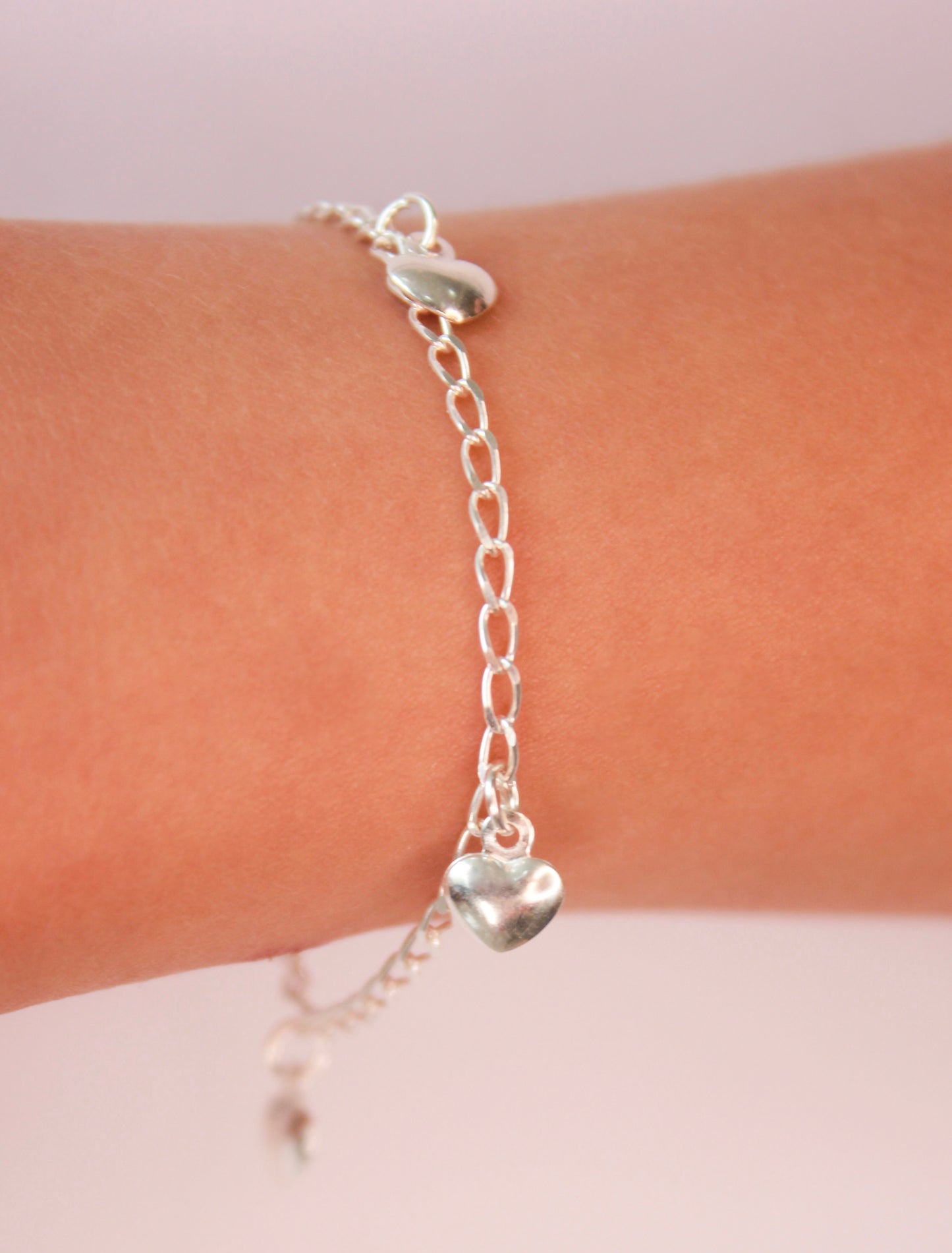 Pulseira Infantil Corações Lisos em Prata 925