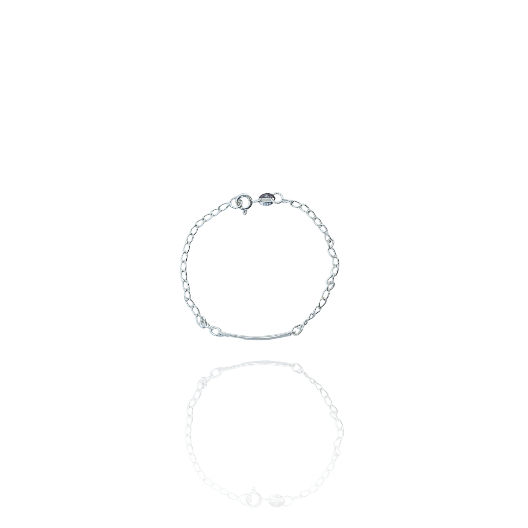 Pulseira Infantil Placa Lisa em Prata 925