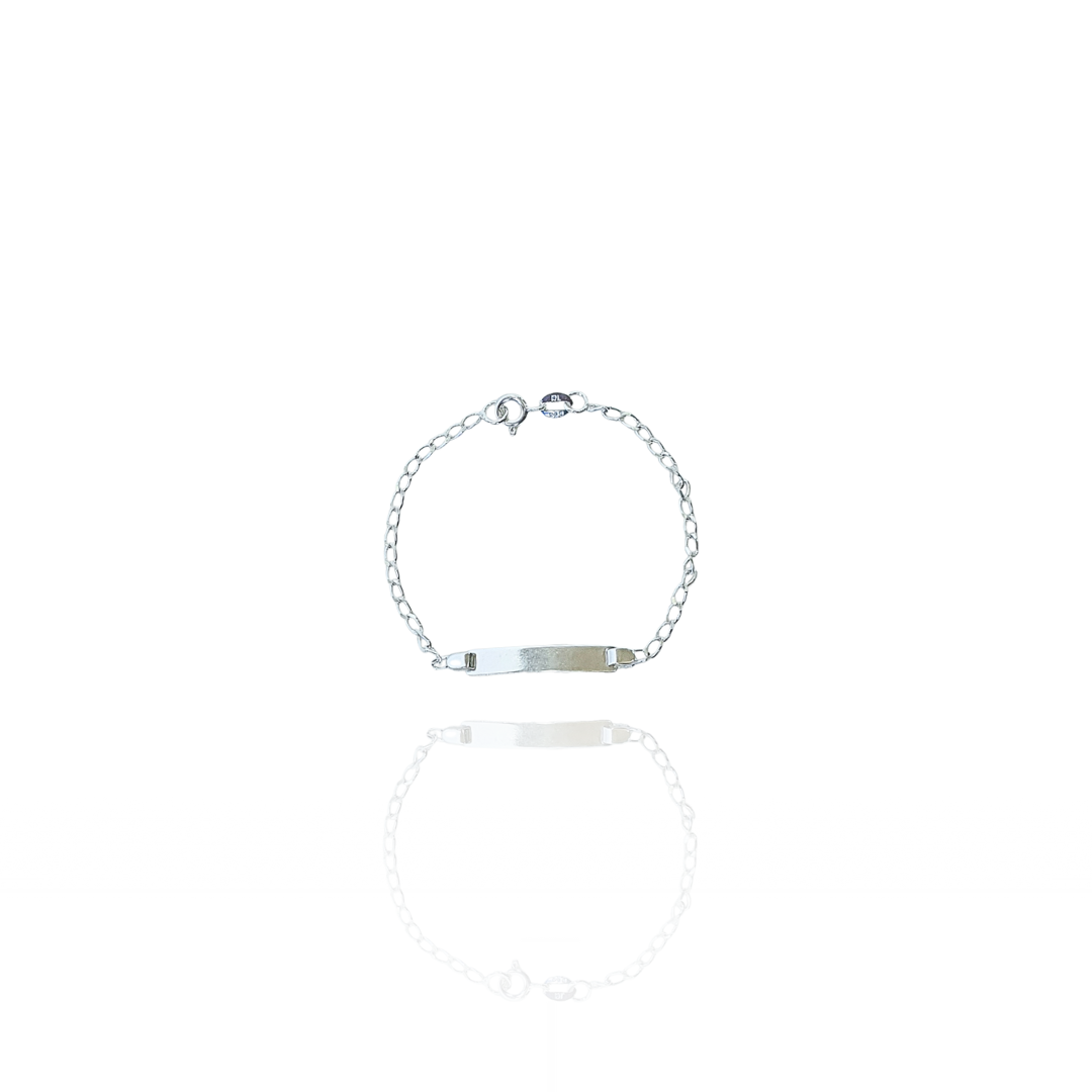Pulseira Infantil Placa Lisa em Prata 925
