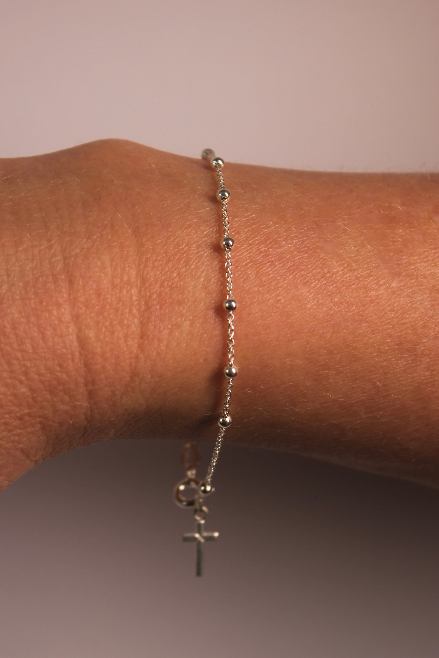 Pulseira Terço com Esferas em Prata 925