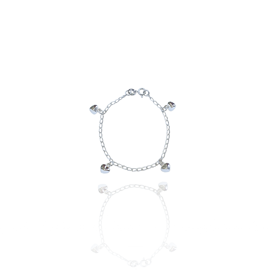 Pulseira Infantil Corações Lisos em Prata 925