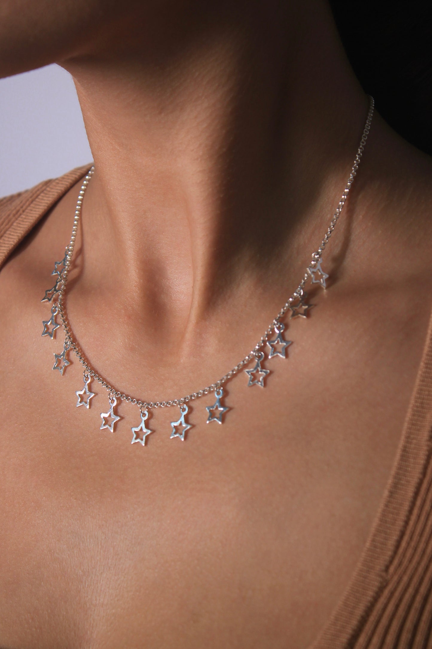 Choker Estrelas Suspensas em Prata 925