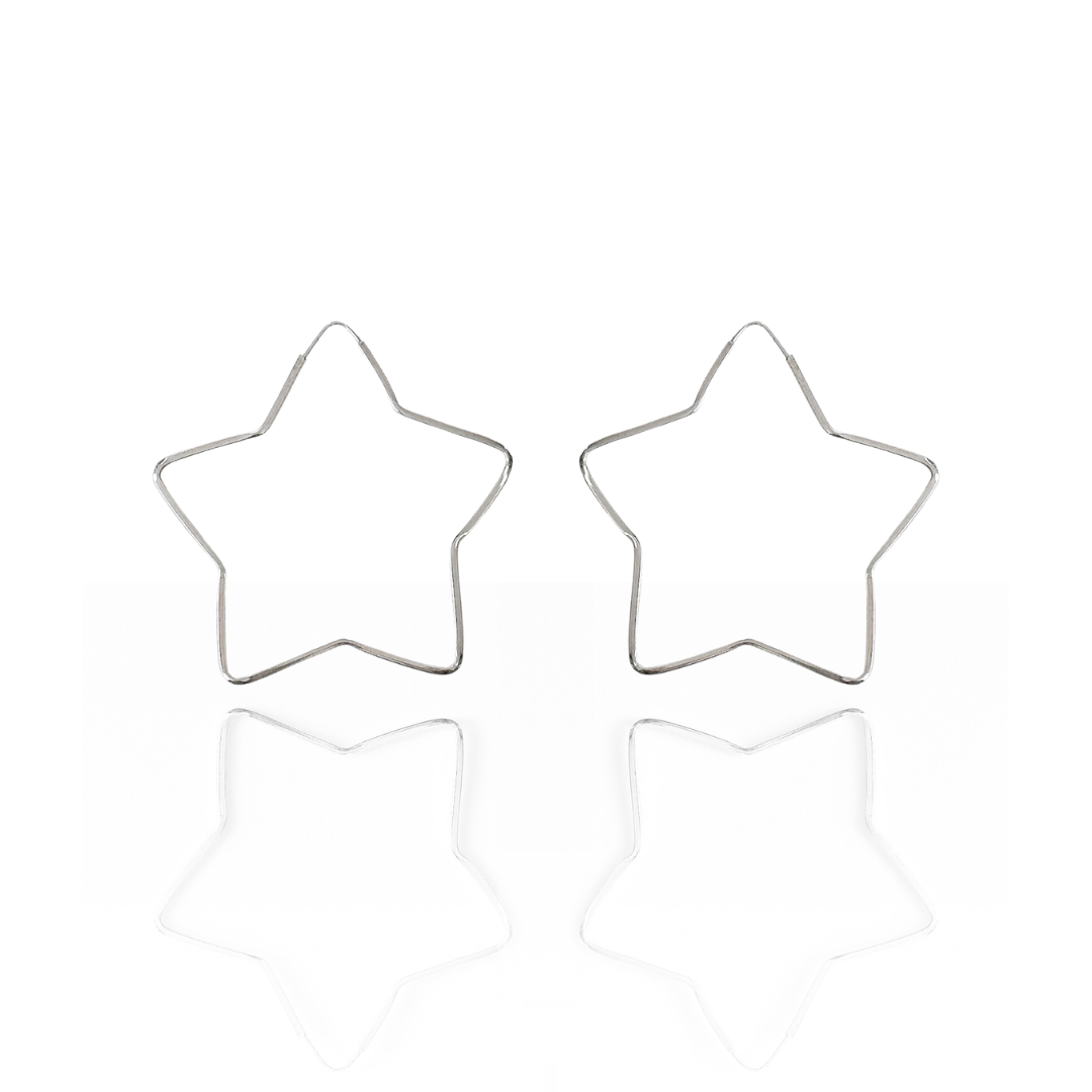Argola Estrela Lisa em Prata 925