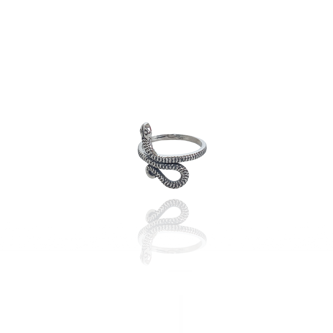 Anel Cobra Cauda Enrolada em Prata 925