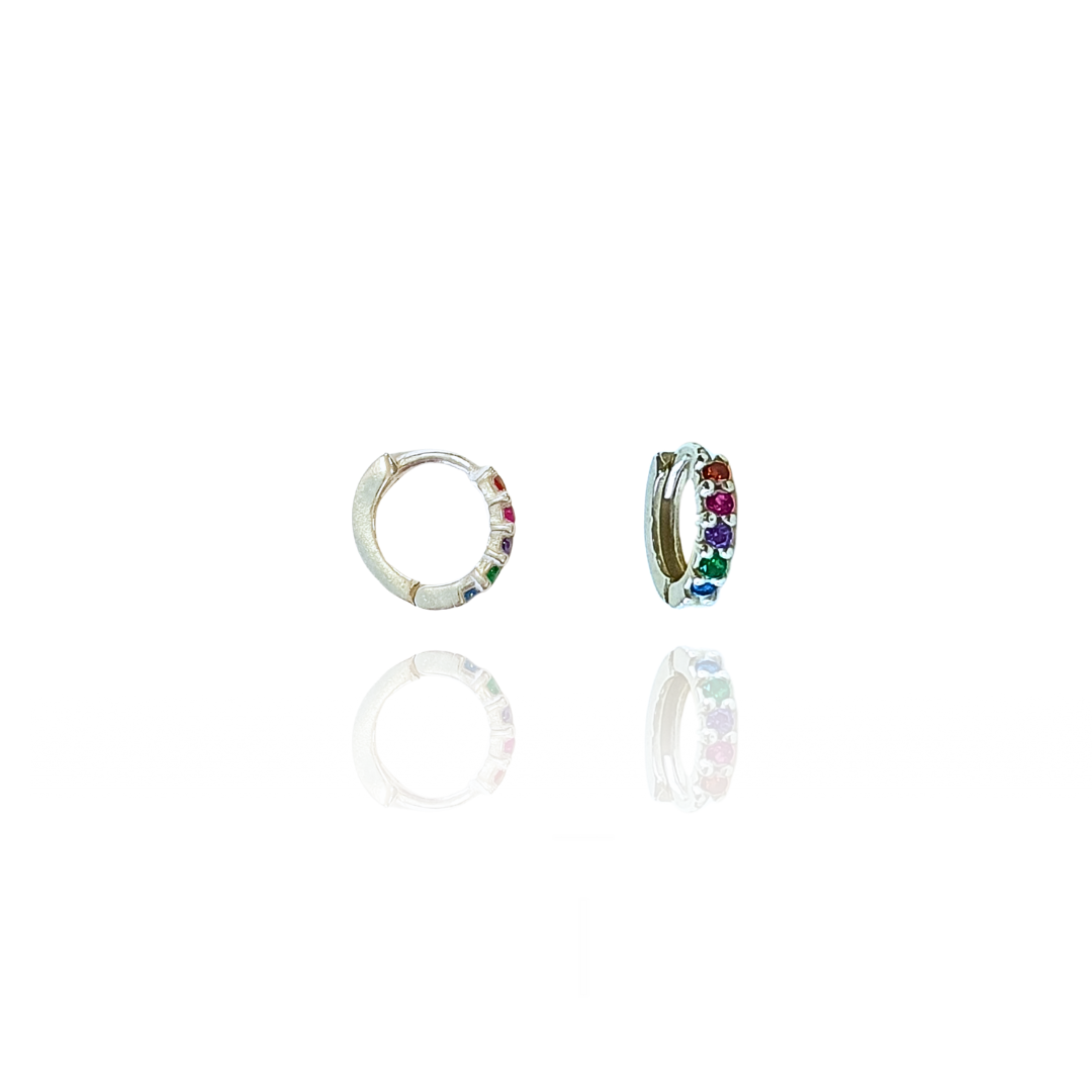 Argola Zircônias Coloridas em Prata 925
