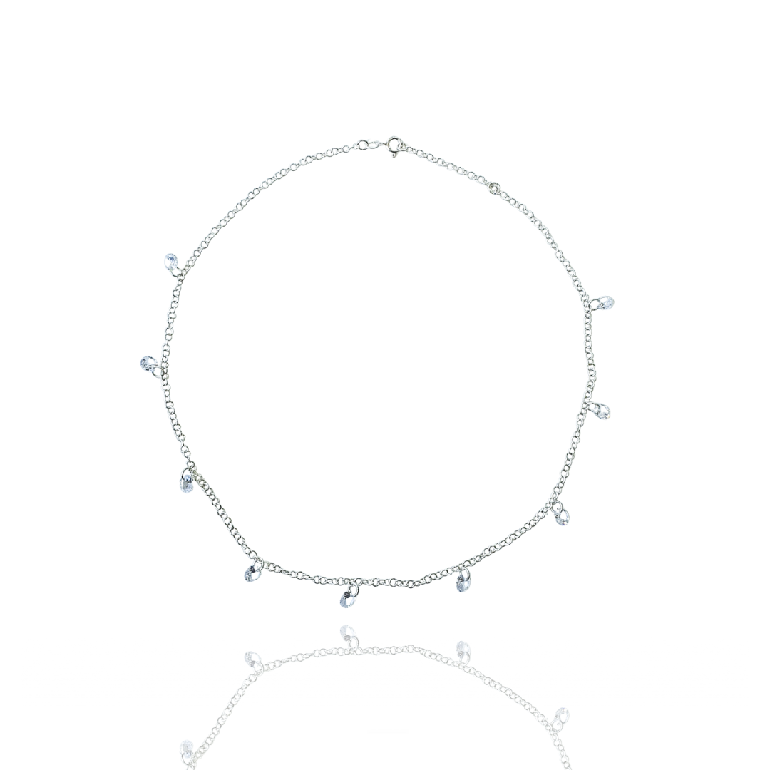 Choker Zircônias Suspensas em Prata 925