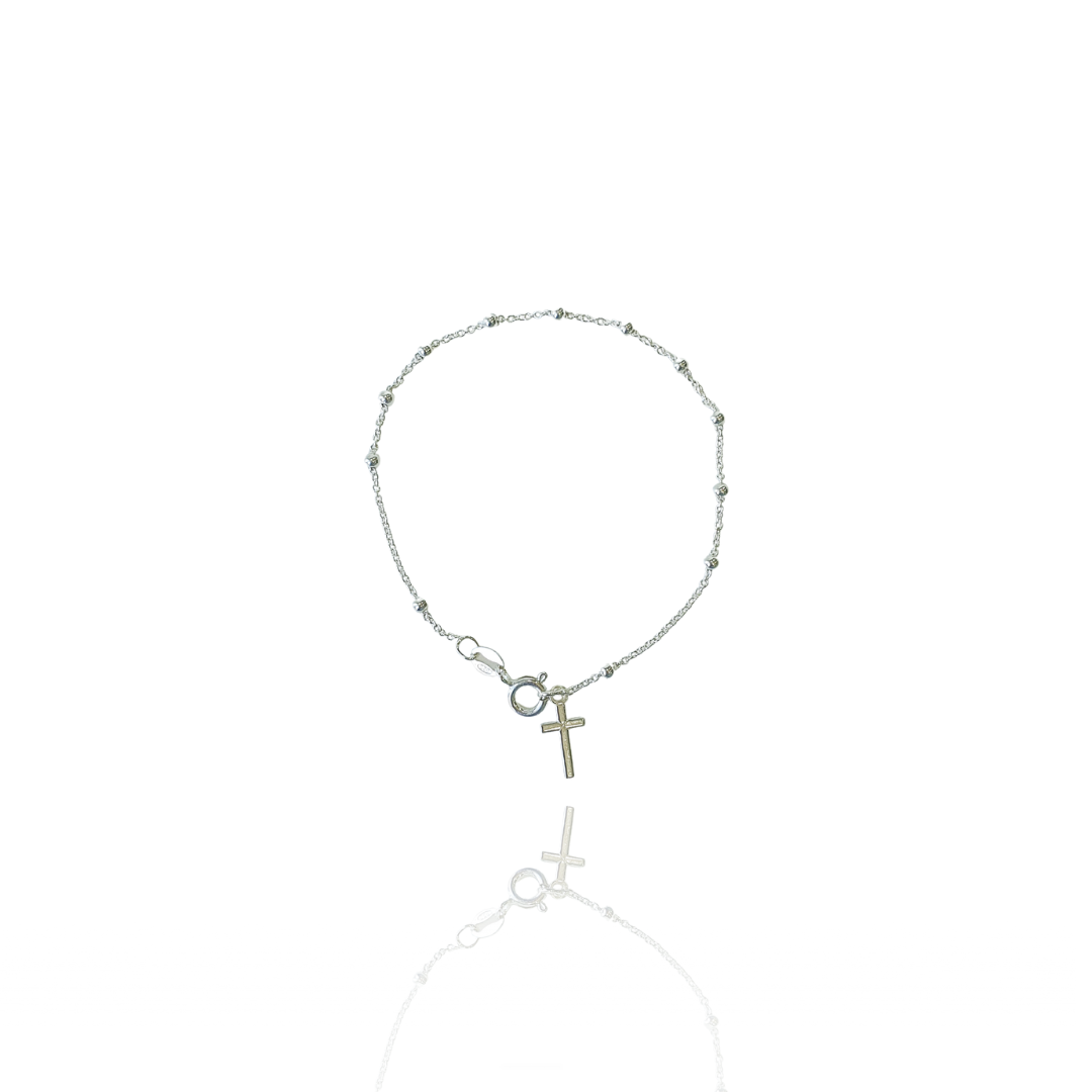 Pulseira Terço com Esferas em Prata 925