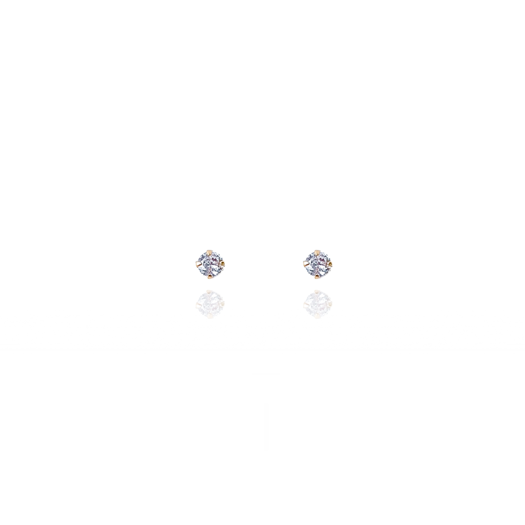 Brinco Ponto de Luz Zircônia Redonda 3mm
