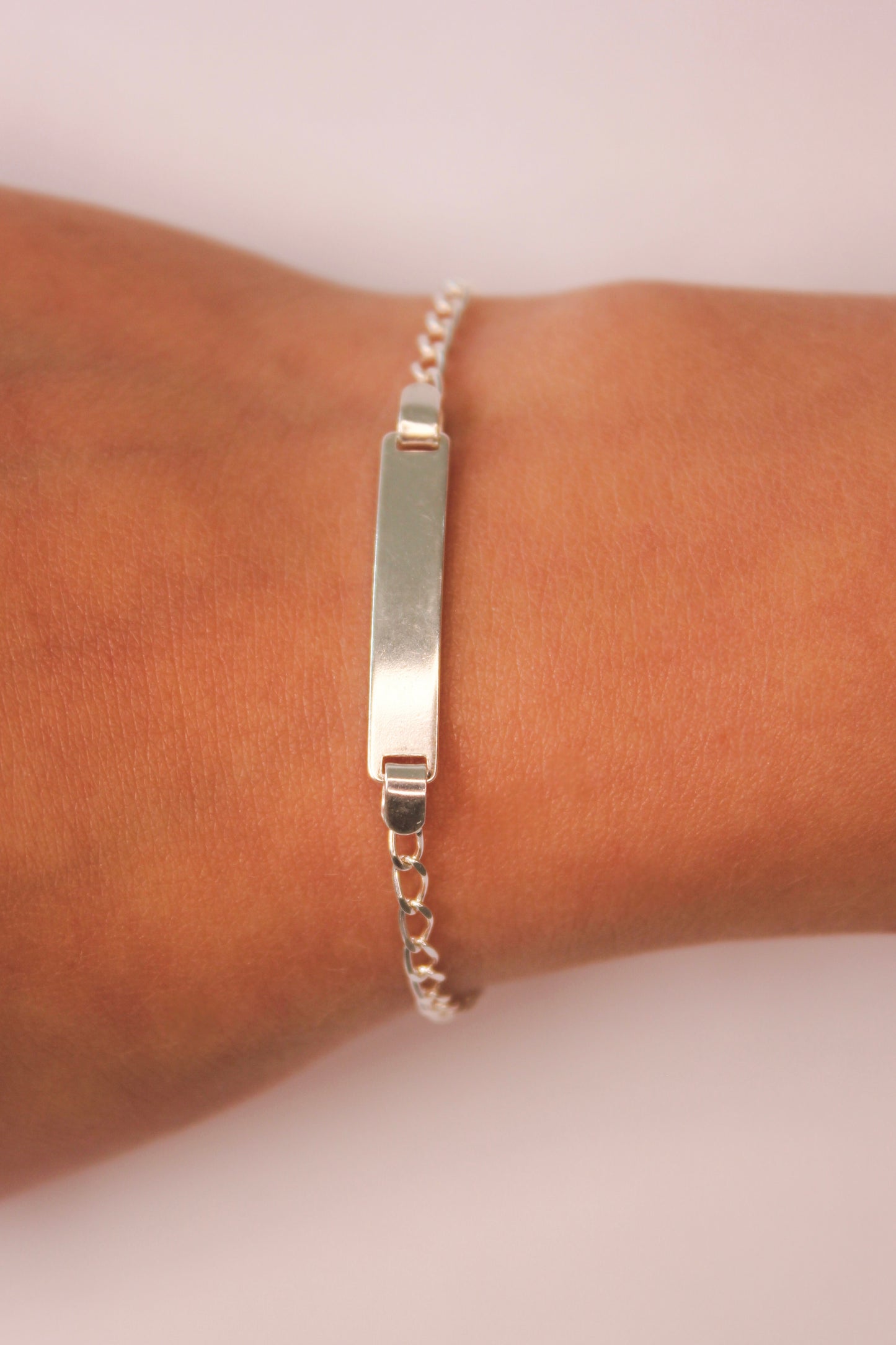 Pulseira Infantil Placa Lisa em Prata 925