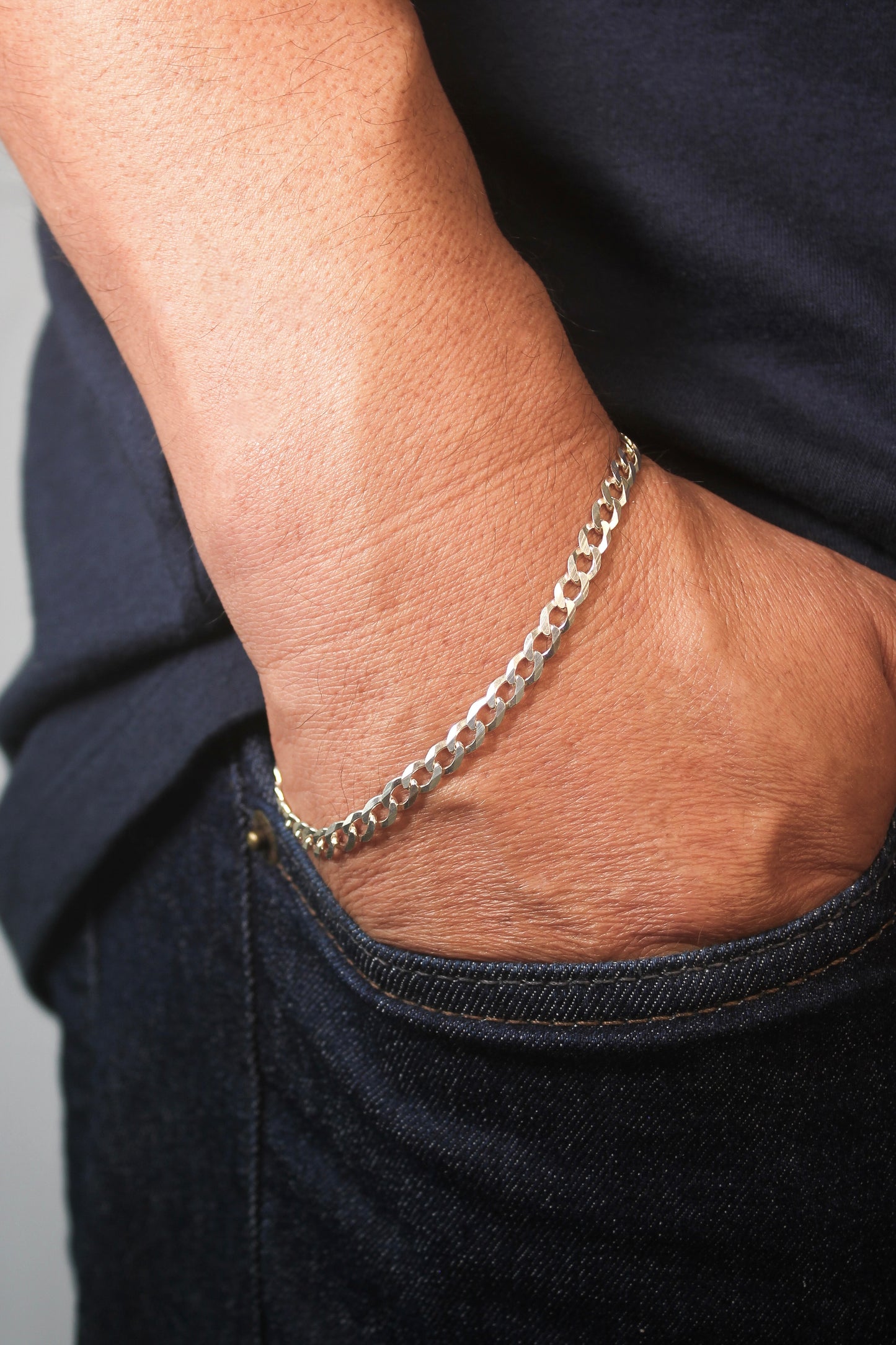 Pulseira Groumet 5 mm Prata 925