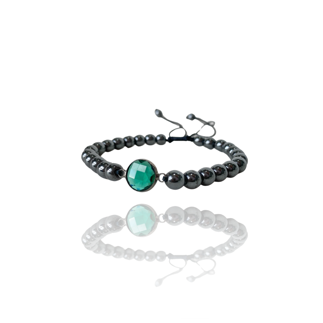 Pulseira Bolinhas Pedra Verde
