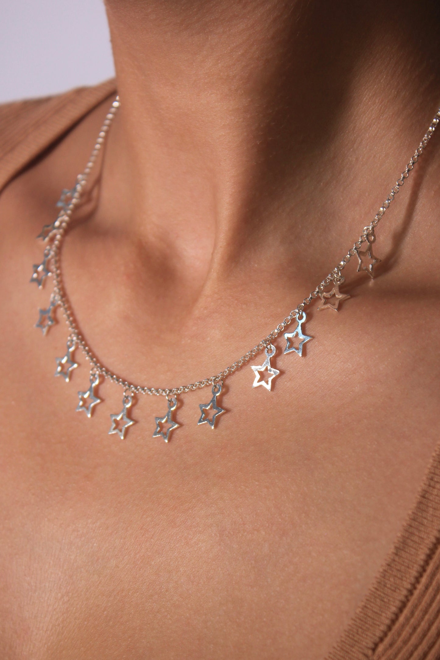 Choker Estrelas Suspensas em Prata 925