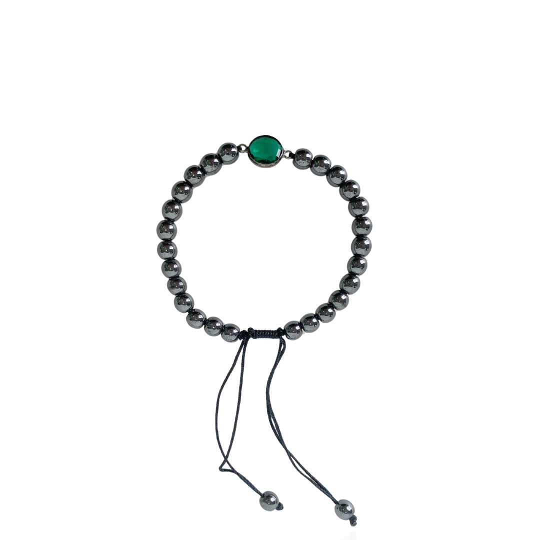 Pulseira Bolinhas Pedra Verde