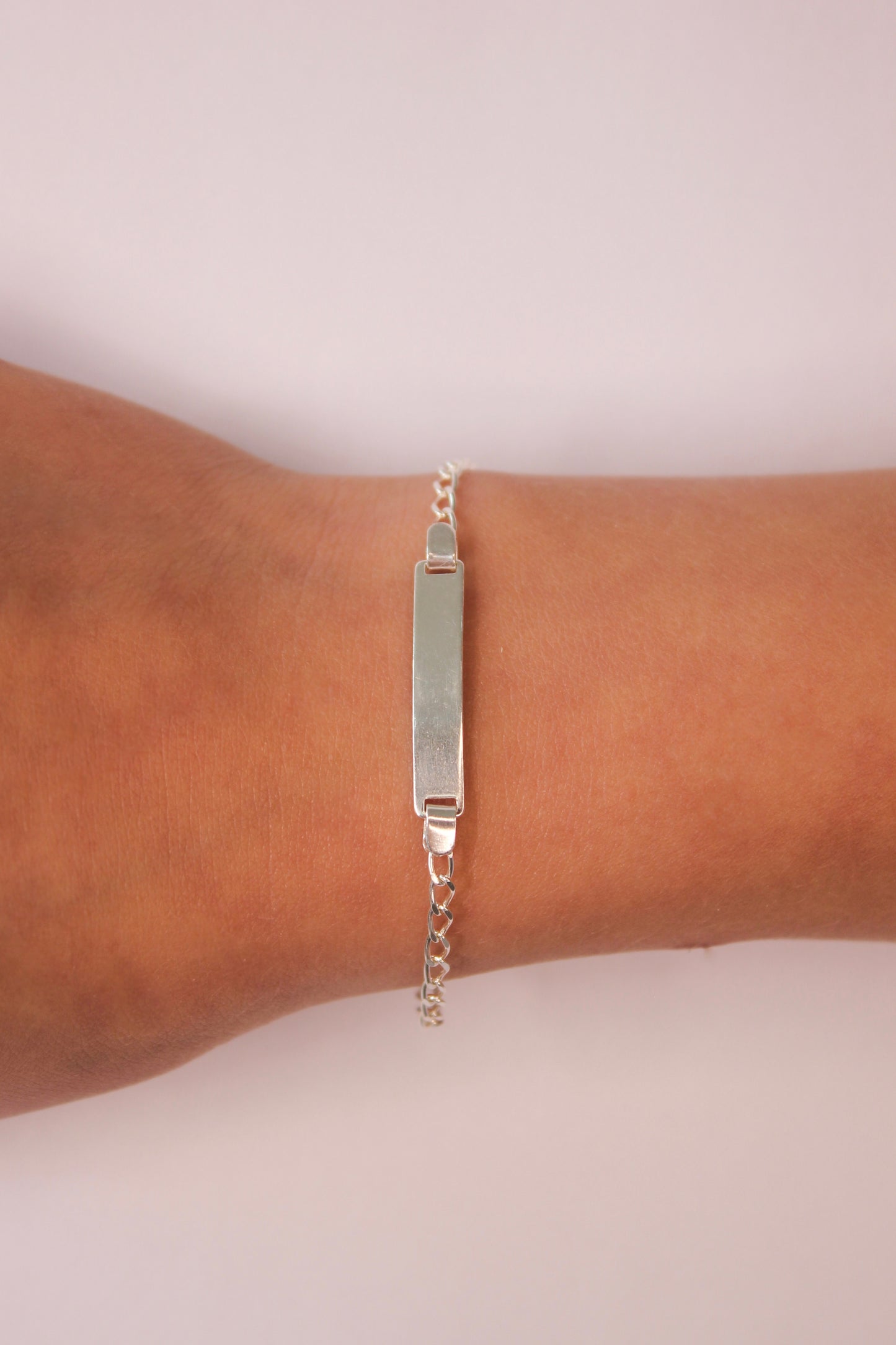 Pulseira Infantil Placa Lisa em Prata 925