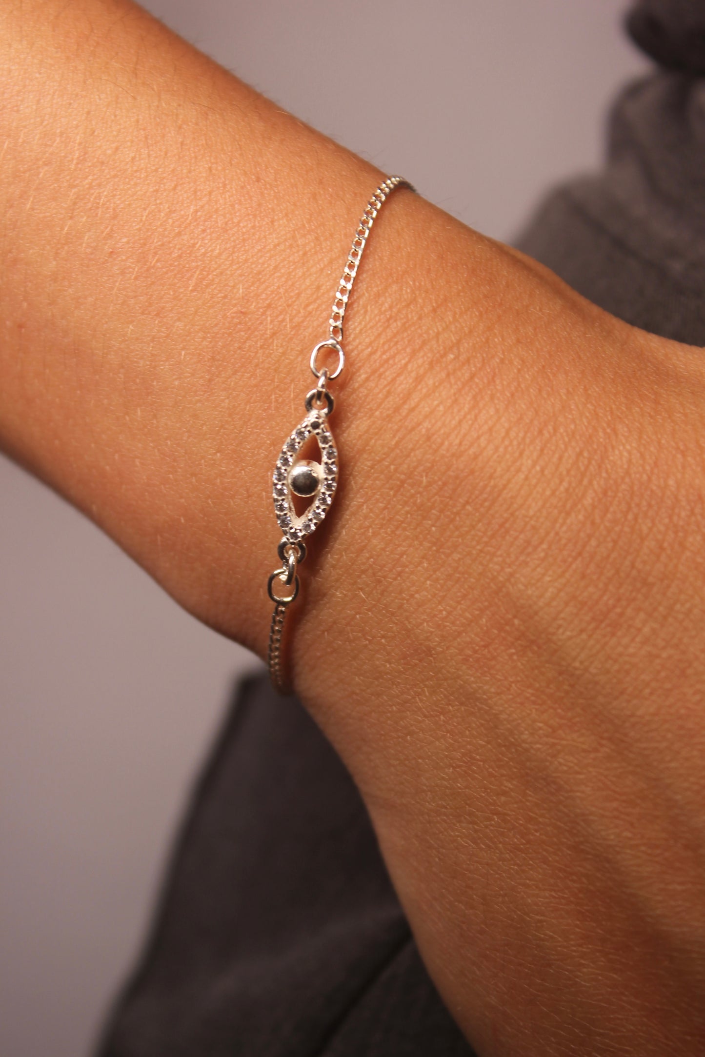 Pulseira Olho Cravejado em Prata 925