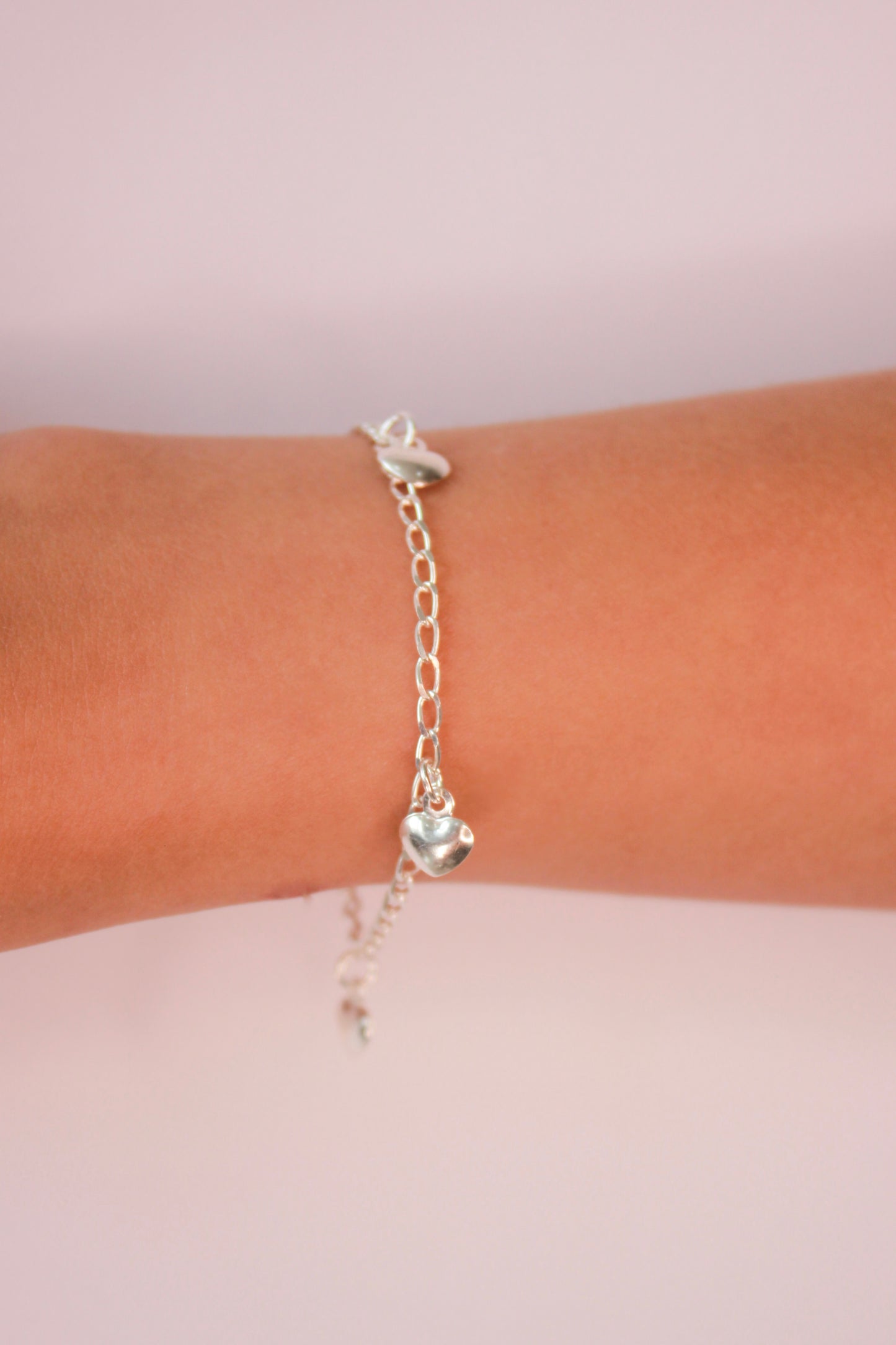 Pulseira Infantil Corações Lisos em Prata 925