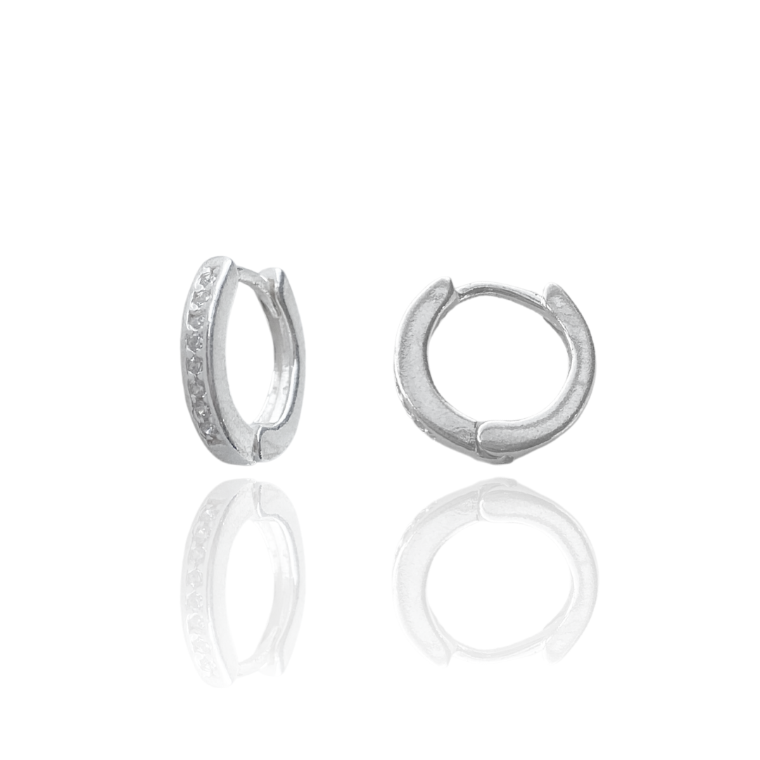 Argola Zircônia Click 10mm em Prata 925