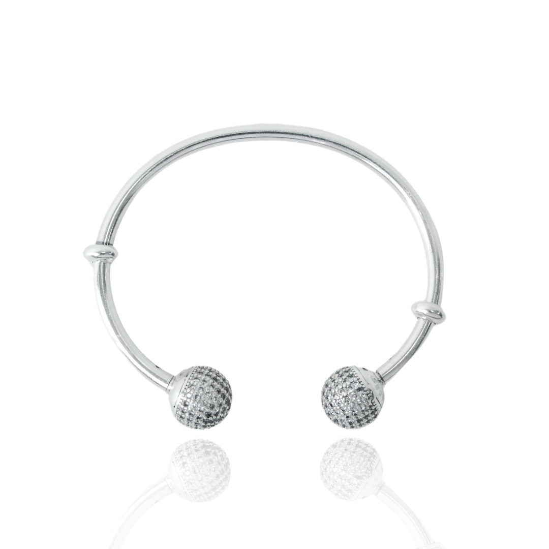 Bracelete Porta Berloques Cravejado em Prata 925