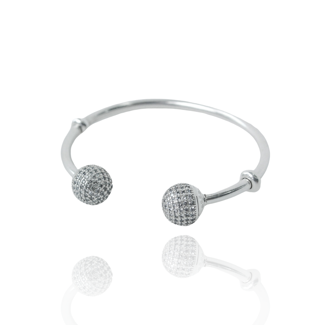 Bracelete Porta Berloques Cravejado em Prata 925