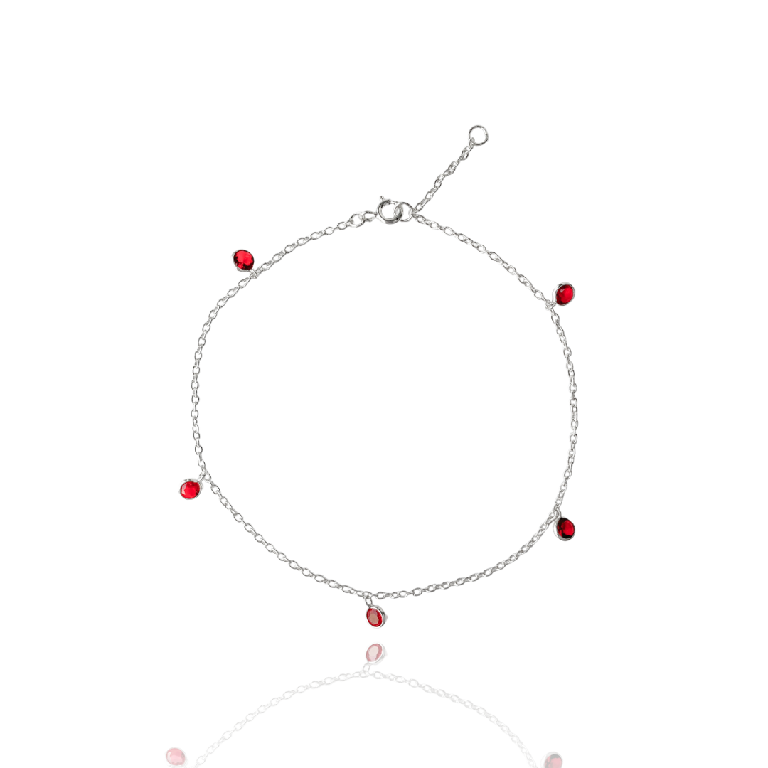 Pulseira Ponto de Luz Vermelho em Prata 925