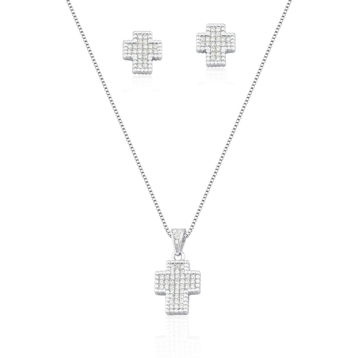 Conjunto Cruz em Prata 925